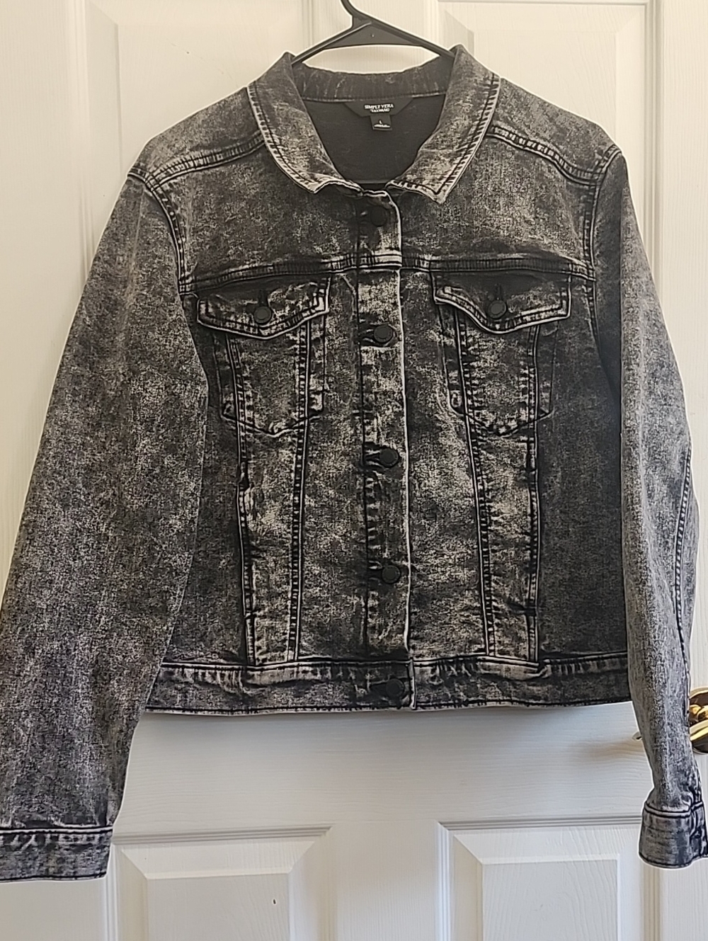 Simply Vera Vera Wang Black Acid-Wash Denim Jacket
